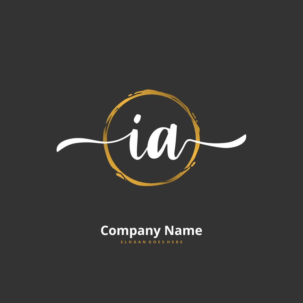 ia écriture initiale et logo de signature avec cercle. beau design logo manuscrit pour la mode, l'équipe, le mariage, le logo de luxe. vecteur