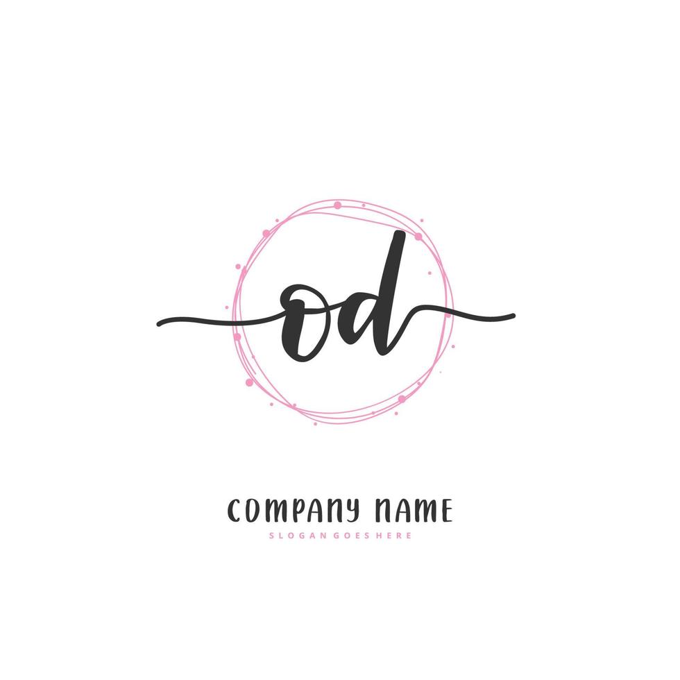 od écriture initiale et création de logo de signature avec cercle. beau design logo manuscrit pour la mode, l'équipe, le mariage, le logo de luxe. vecteur