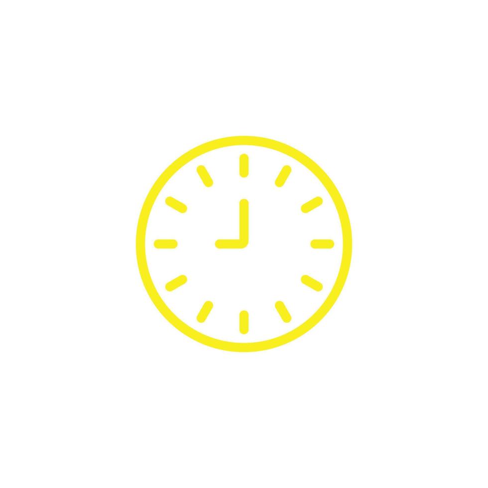 eps10 vecteur jaune neuf ou 9 heures icône de ligne abstraite isolée sur fond blanc. symbole de contour d'horloge unique dans un style moderne simple et plat pour la conception de votre site Web, votre logo et votre application mobile