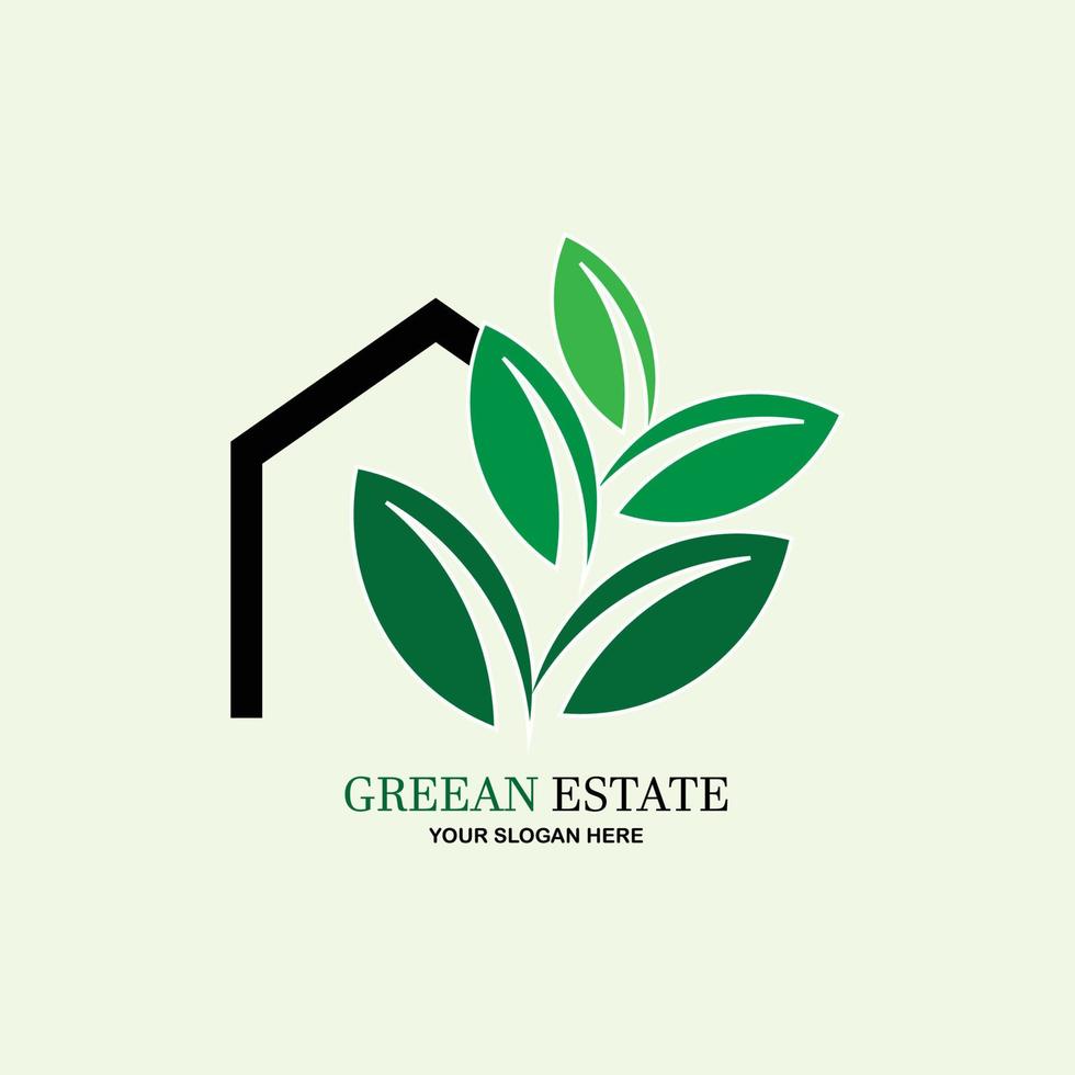 logo de feuilles simples de logement vert vecteur