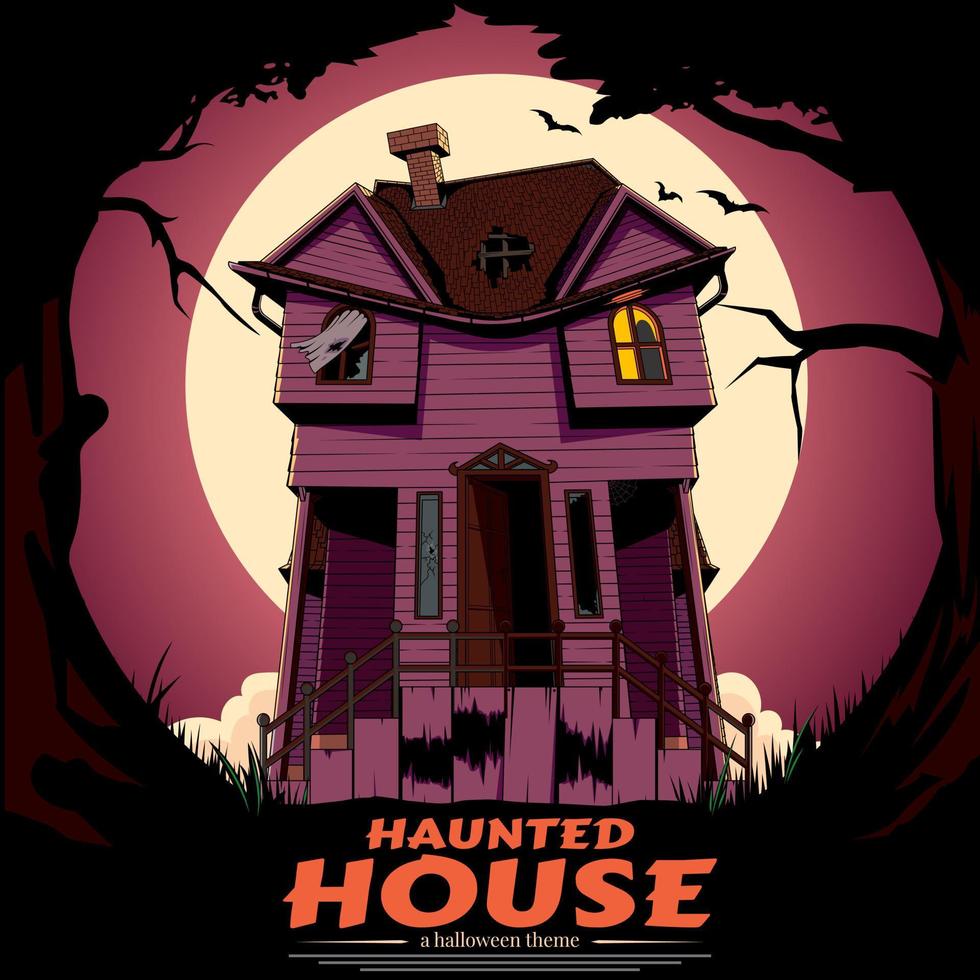 maison hantée une illustration de thème halloween vecteur