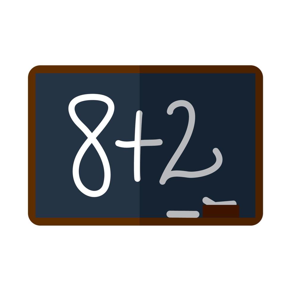 Tableau de l'éducation scolaire avec l'icône plate de maths de leçon avec l'ombre vecteur