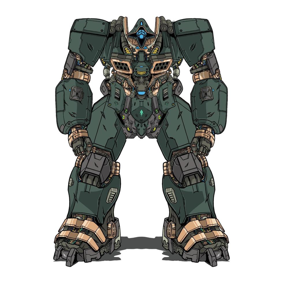 mecha robot vert fait avec bras corps jambe bras illustration vecteur