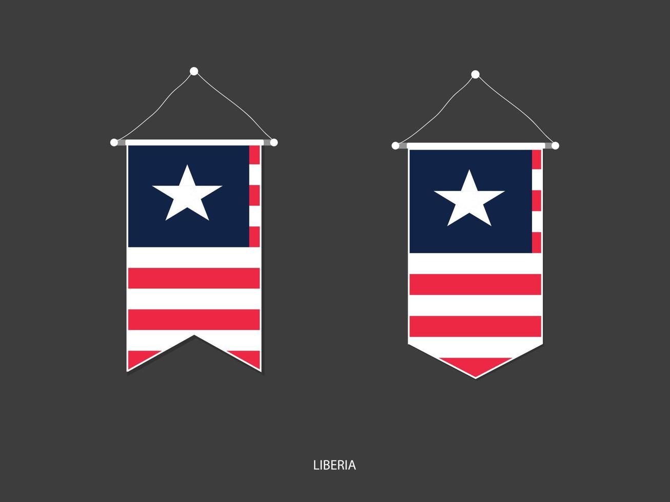 drapeau du libéria sous diverses formes, vecteur de fanion de drapeau de football, illustration vectorielle.