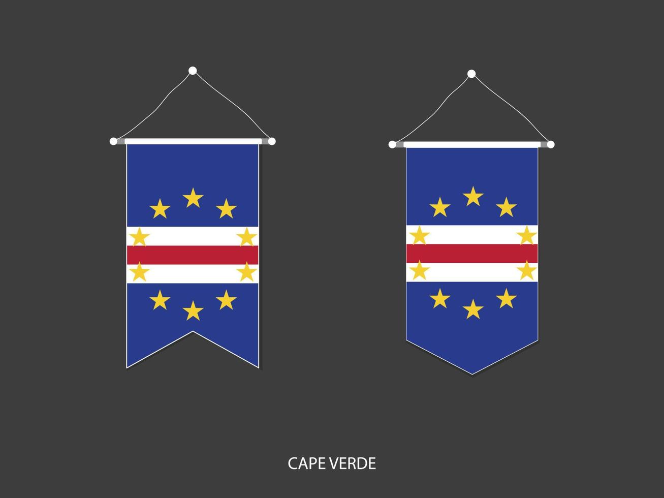 drapeau du cap vert sous diverses formes, vecteur de fanion de drapeau de football, illustration vectorielle.