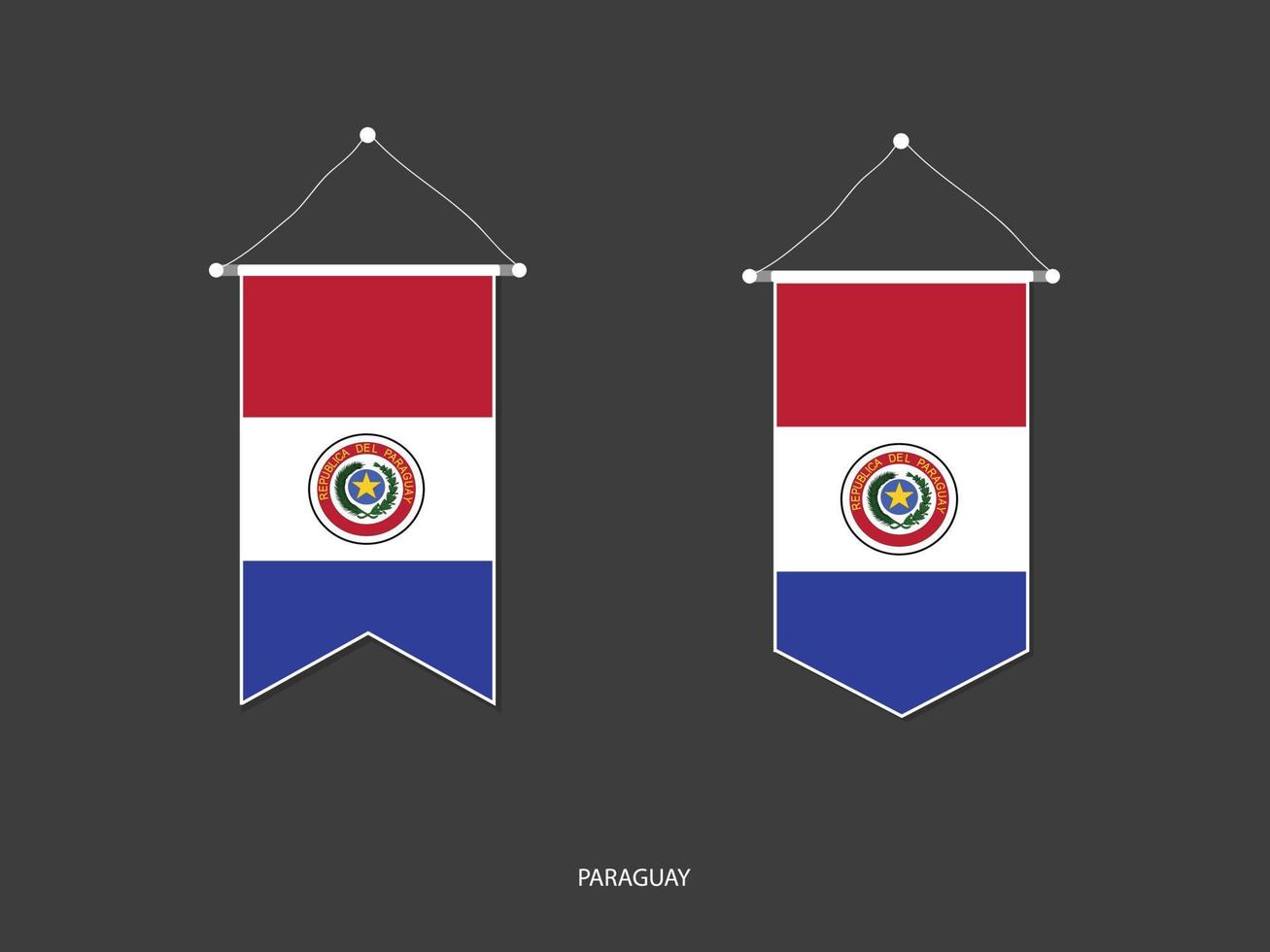 drapeau du paraguay sous diverses formes, vecteur de fanion de drapeau de football, illustration vectorielle.