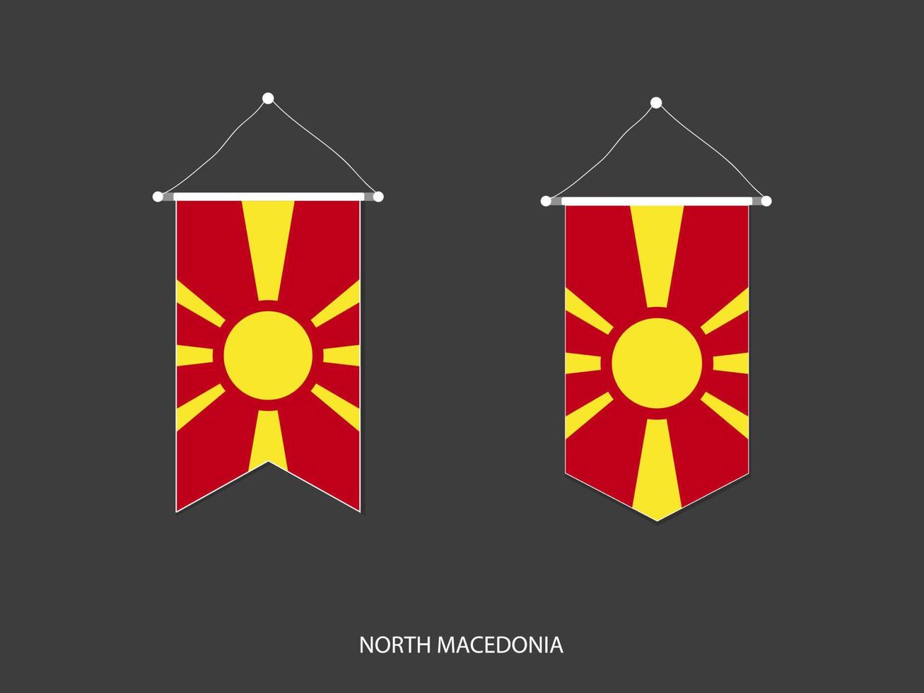 drapeau de macédoine du nord sous diverses formes, vecteur de fanion de drapeau de football, illustration vectorielle.