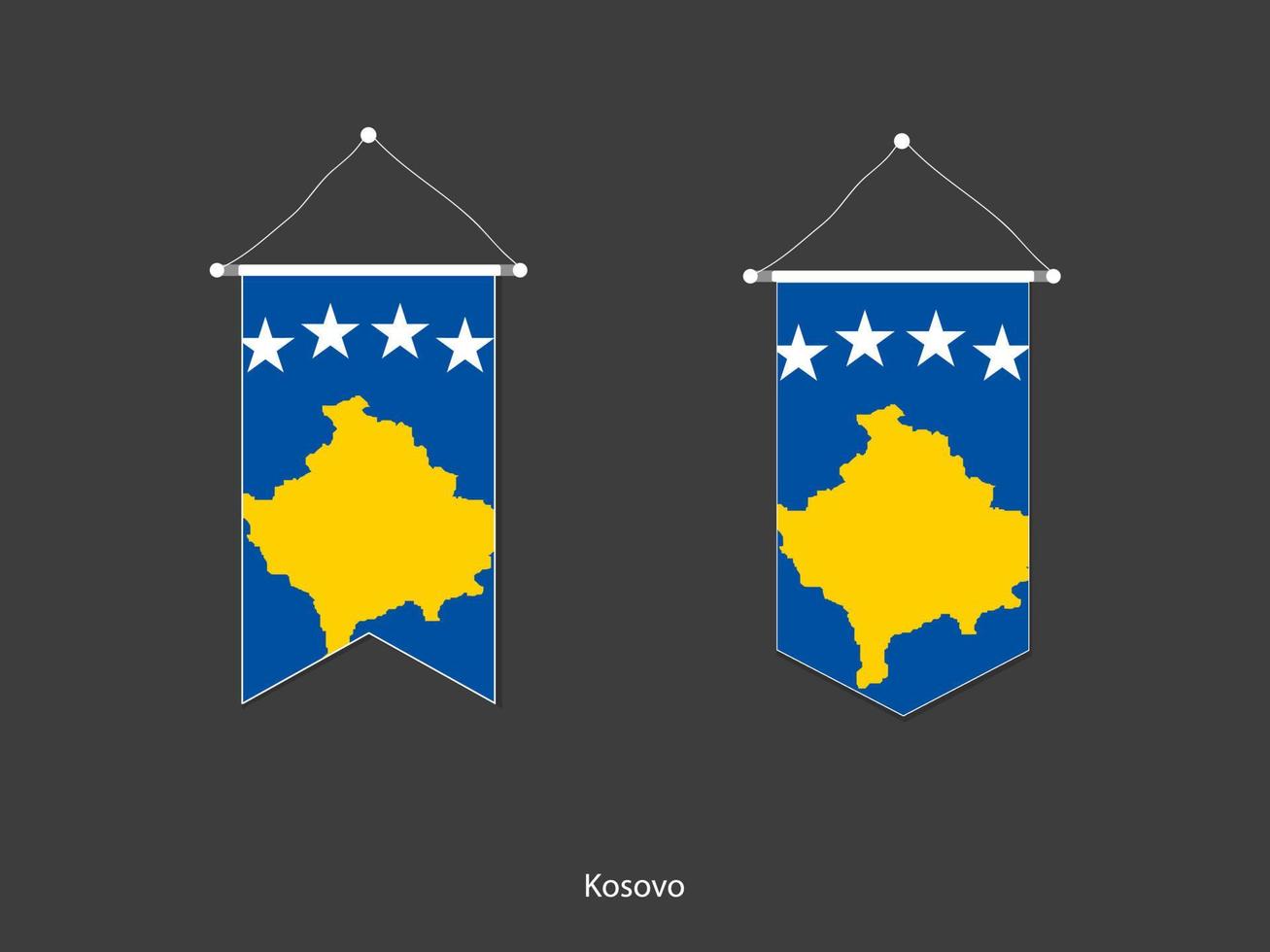 drapeau du kosovo sous diverses formes, vecteur de fanion de drapeau de football, illustration vectorielle.