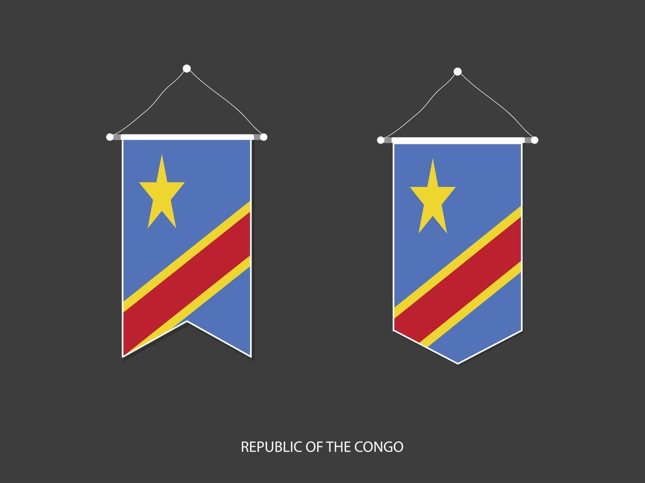 drapeau de la république du congo sous diverses formes, vecteur de fanion de drapeau de football, illustration vectorielle.