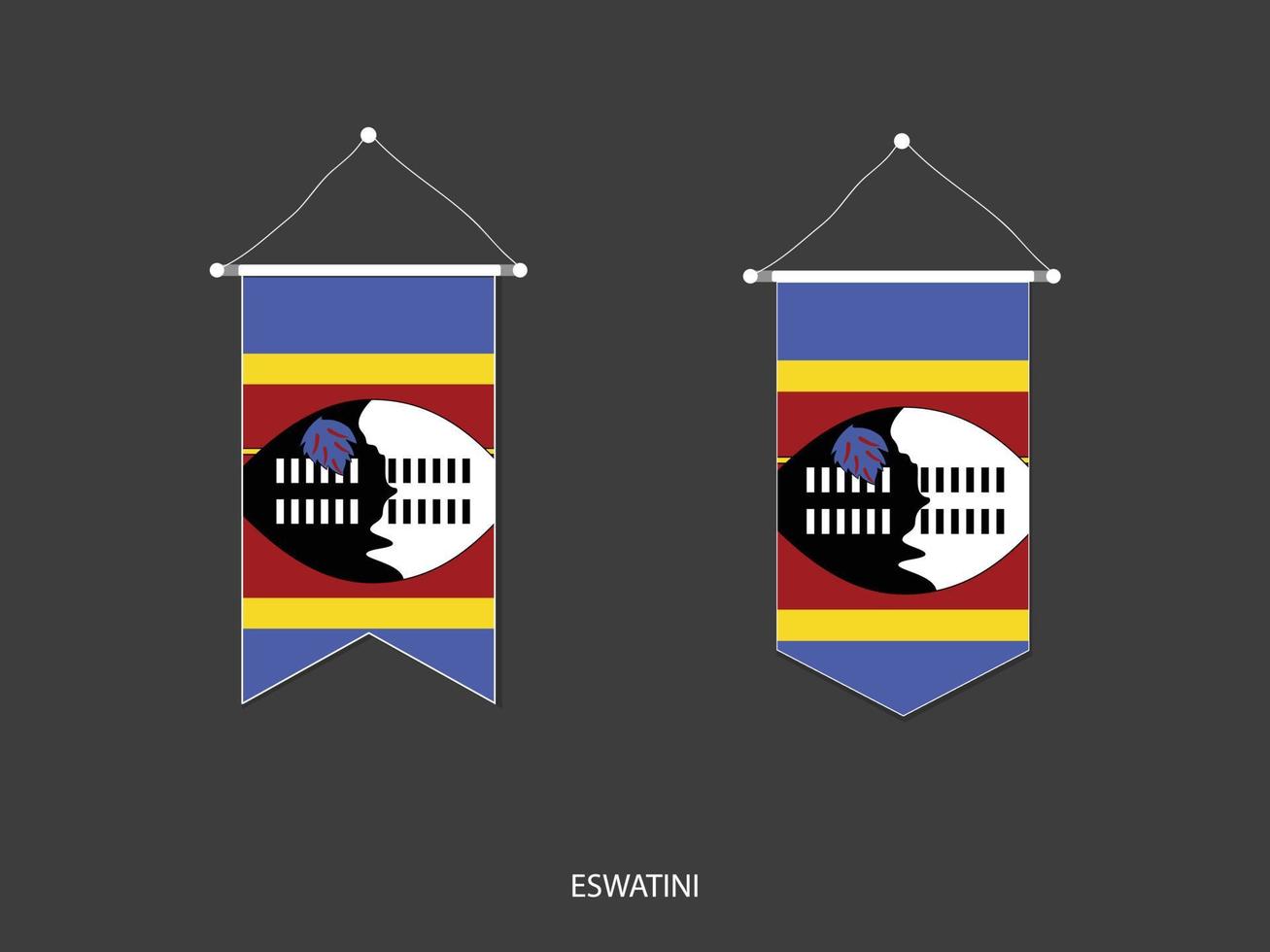 drapeau eswatini sous diverses formes, vecteur de fanion de drapeau de football, illustration vectorielle.