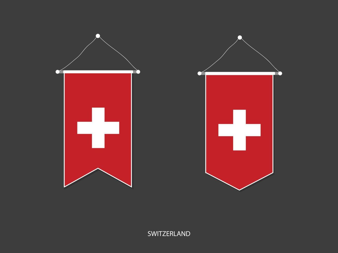 drapeau suisse sous diverses formes, vecteur de fanion de drapeau de football, illustration vectorielle.