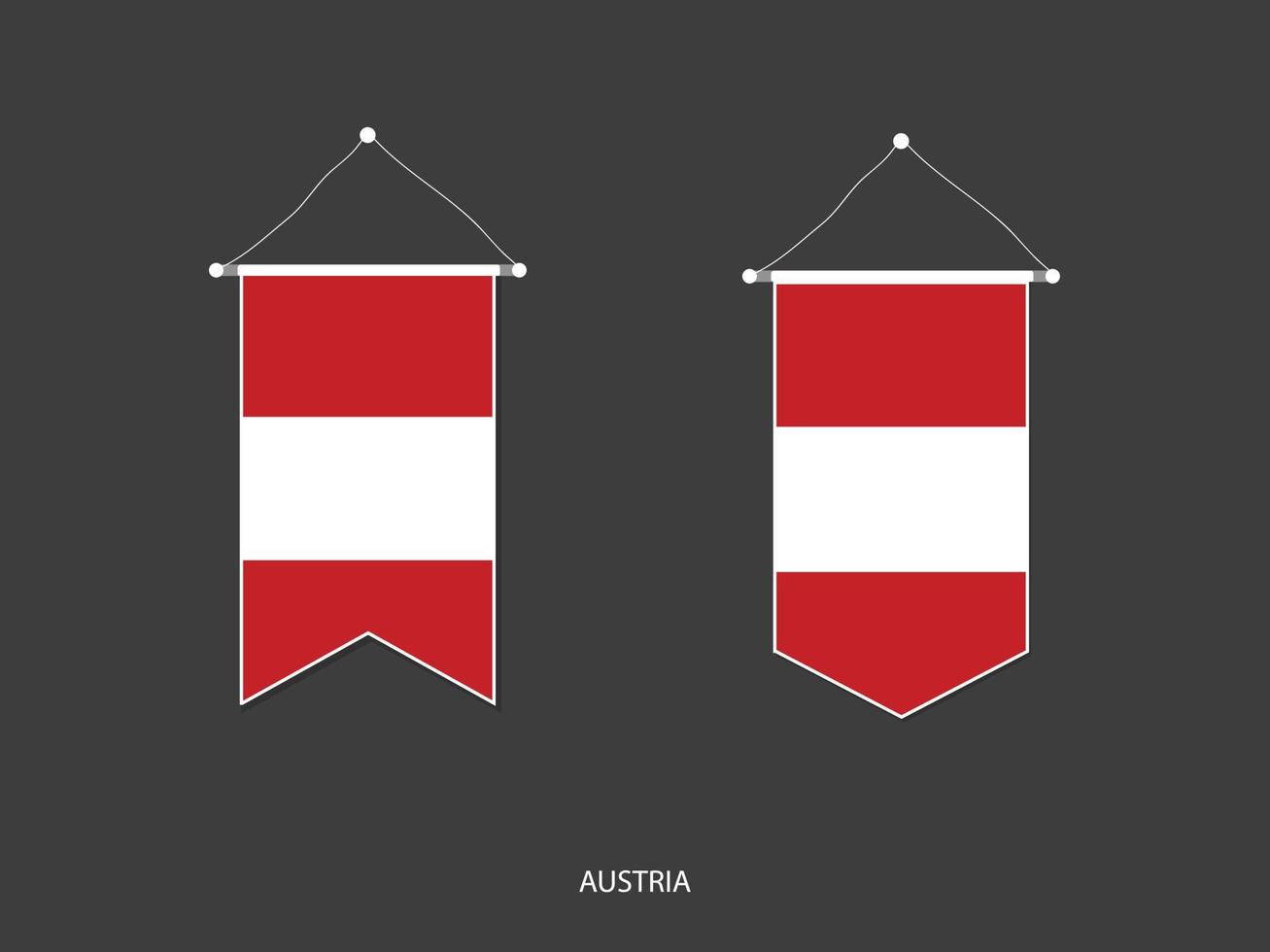 drapeau de l'autriche sous diverses formes, vecteur de fanion de drapeau de football, illustration vectorielle.