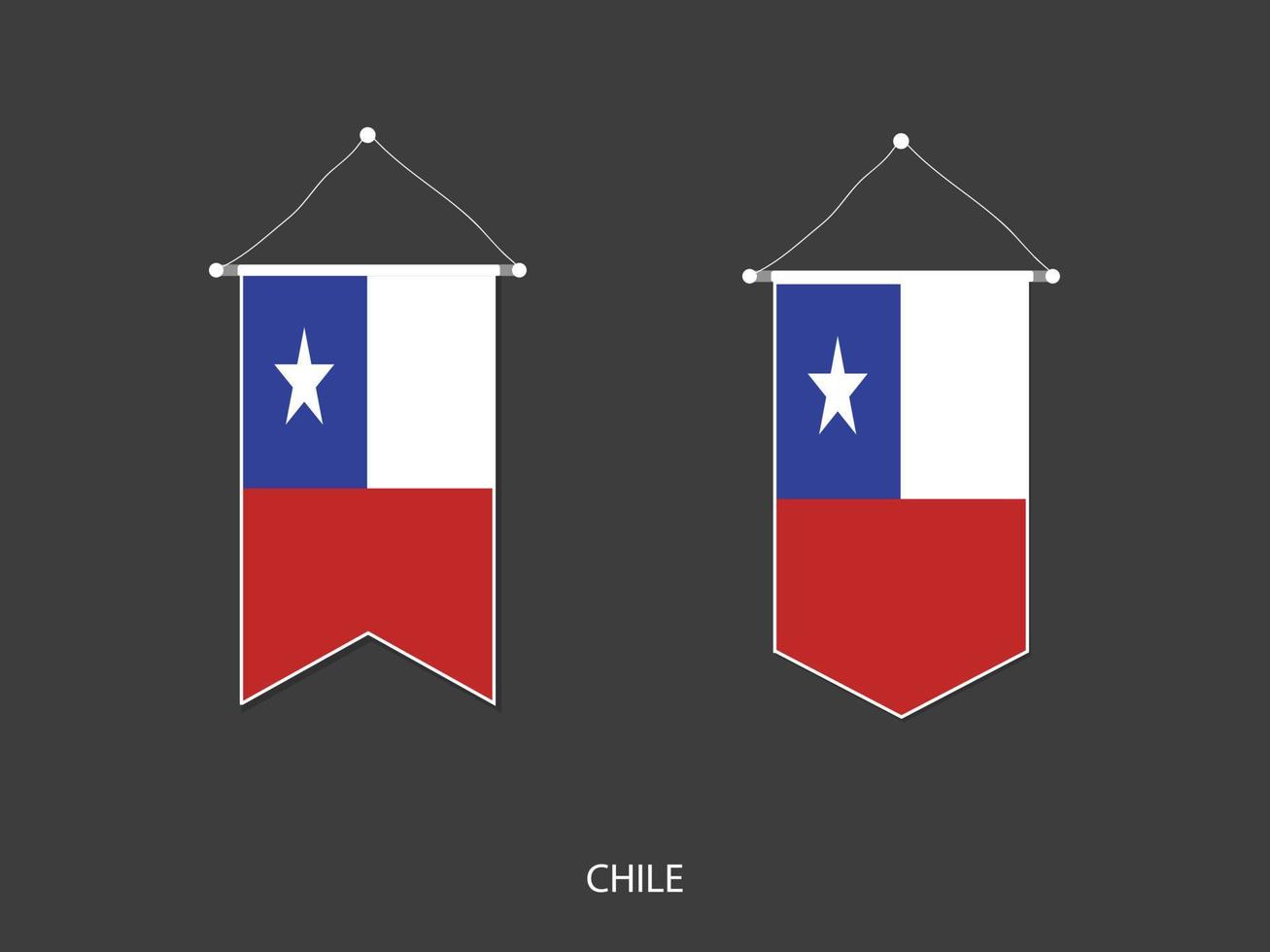 drapeau du chili sous diverses formes, vecteur de fanion de drapeau de football, illustration vectorielle.