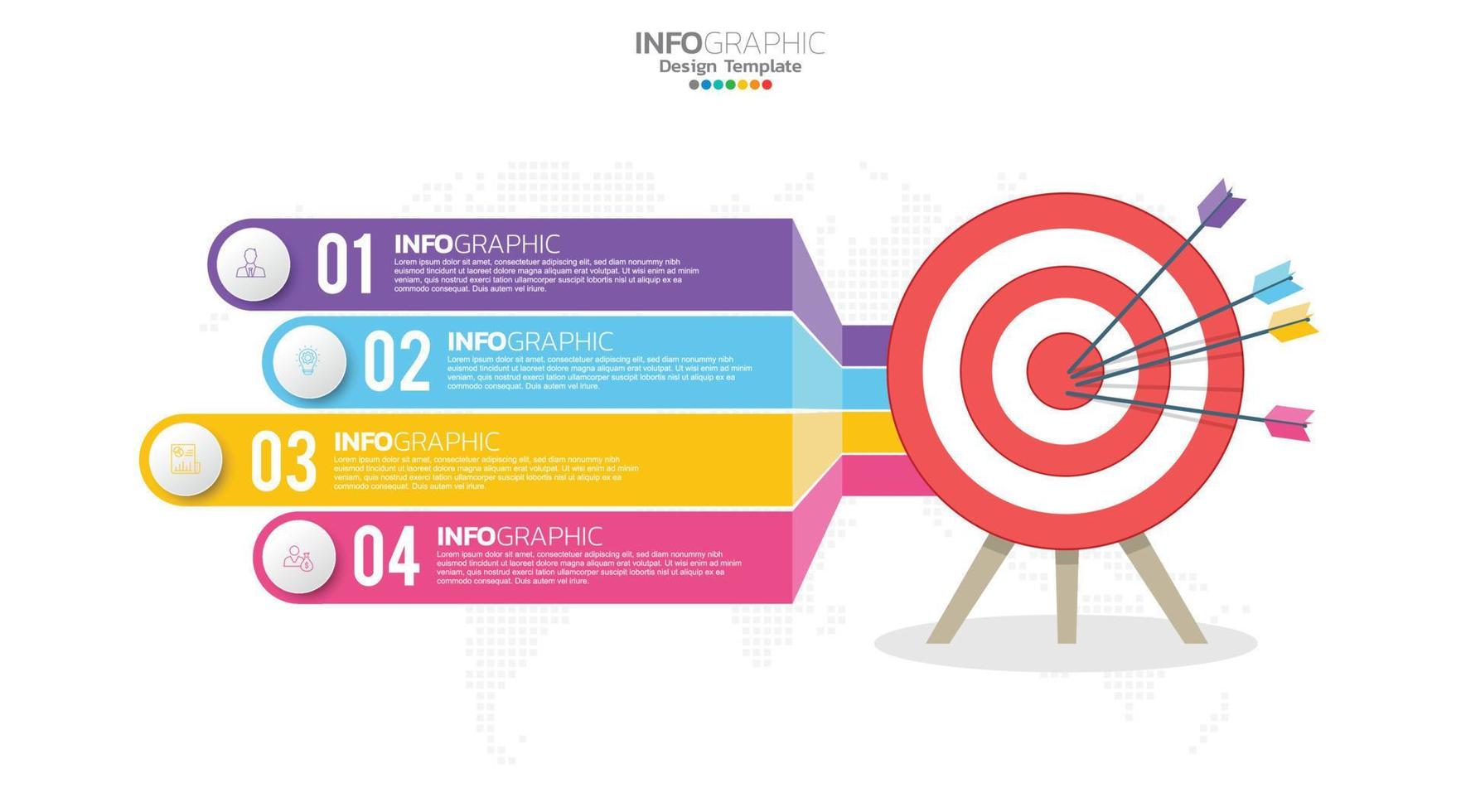 ciblez en quatre étapes votre modèle d'infographie d'objectif pour le web, les affaires, les présentations. vecteur