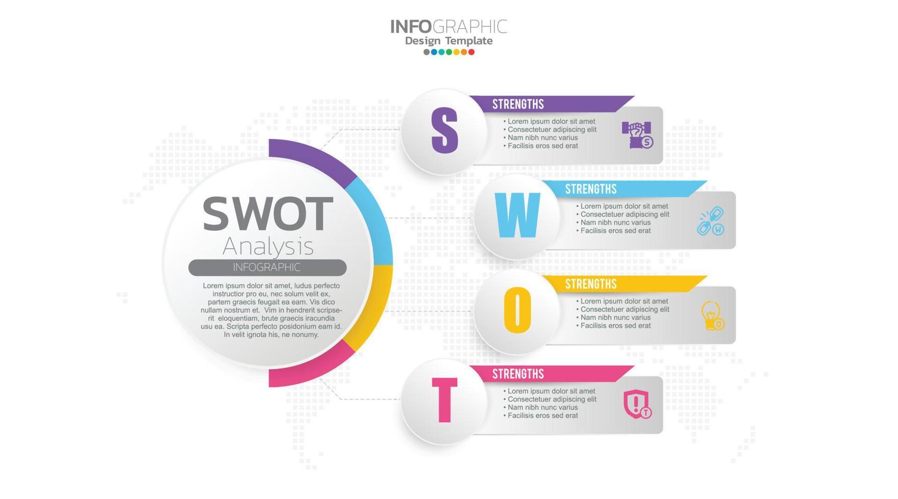 tableau swot avec concept de forces, faiblesses, menaces et opportunités de l'entreprise. vecteur