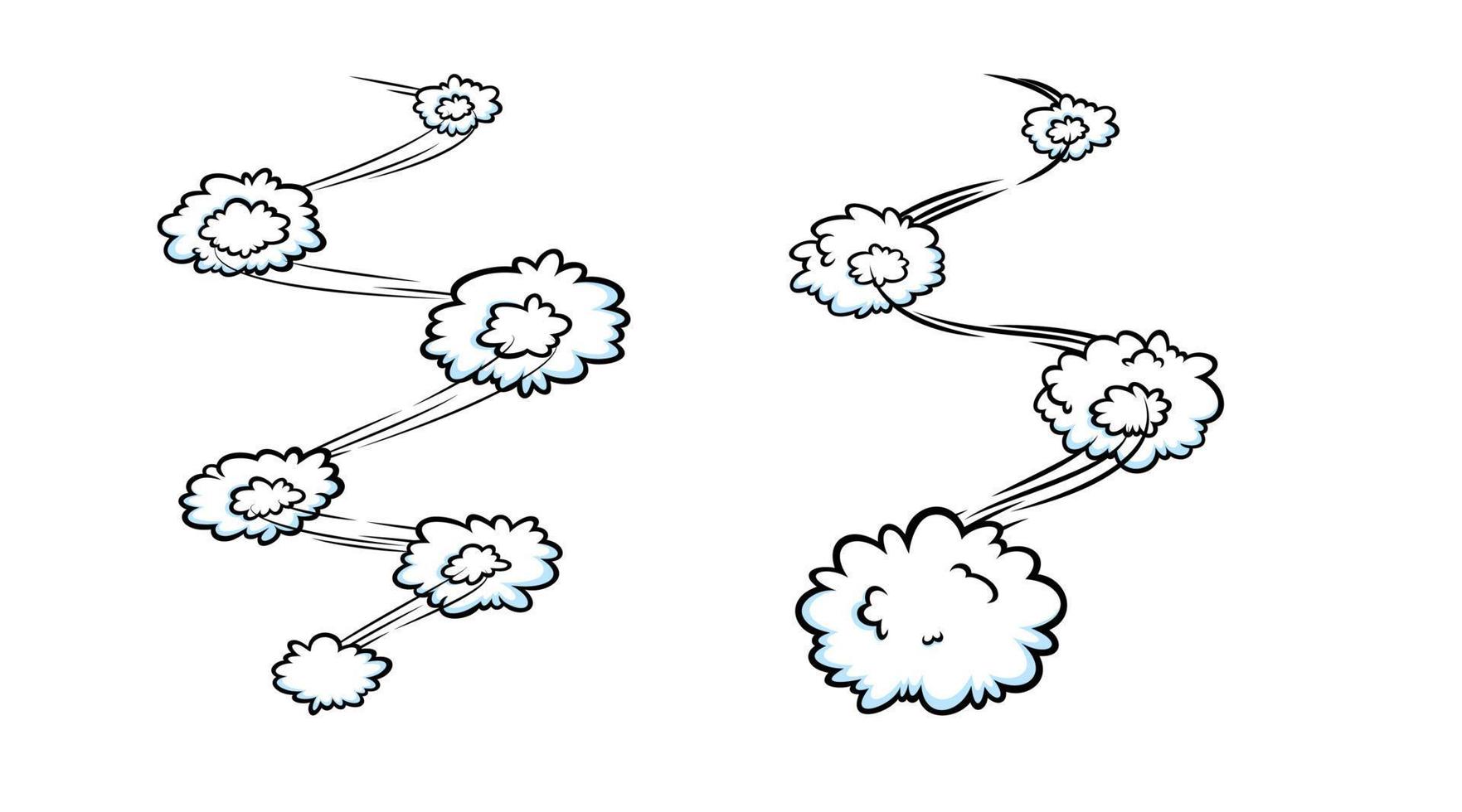 effet de vitesse comique avec des nuages. nuages comiques avec des lignes de piste de mouvement. illustration vectorielle vecteur