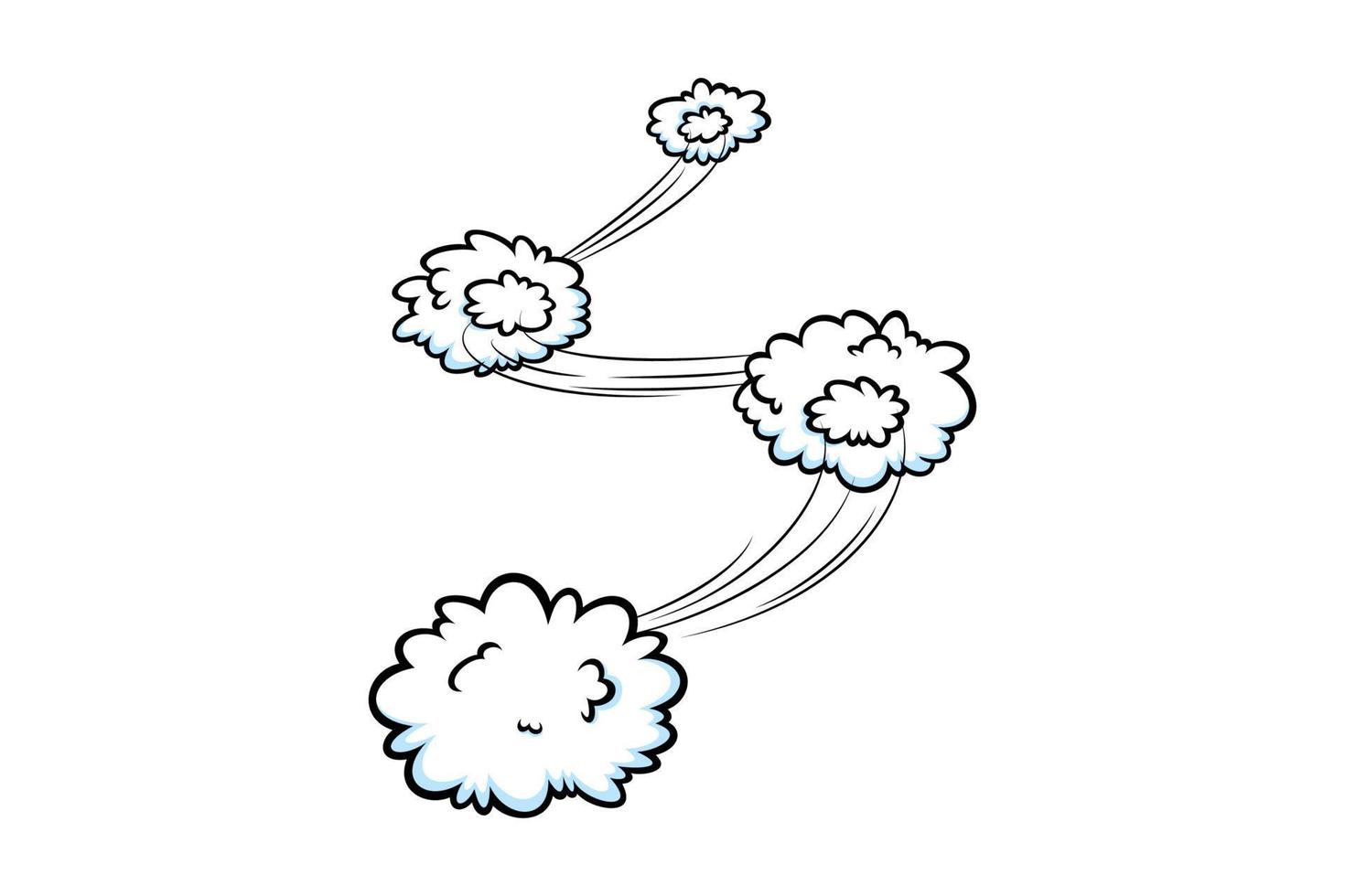 effet de vitesse comique avec des nuages. nuages comiques avec des lignes de piste de mouvement. illustration vectorielle vecteur