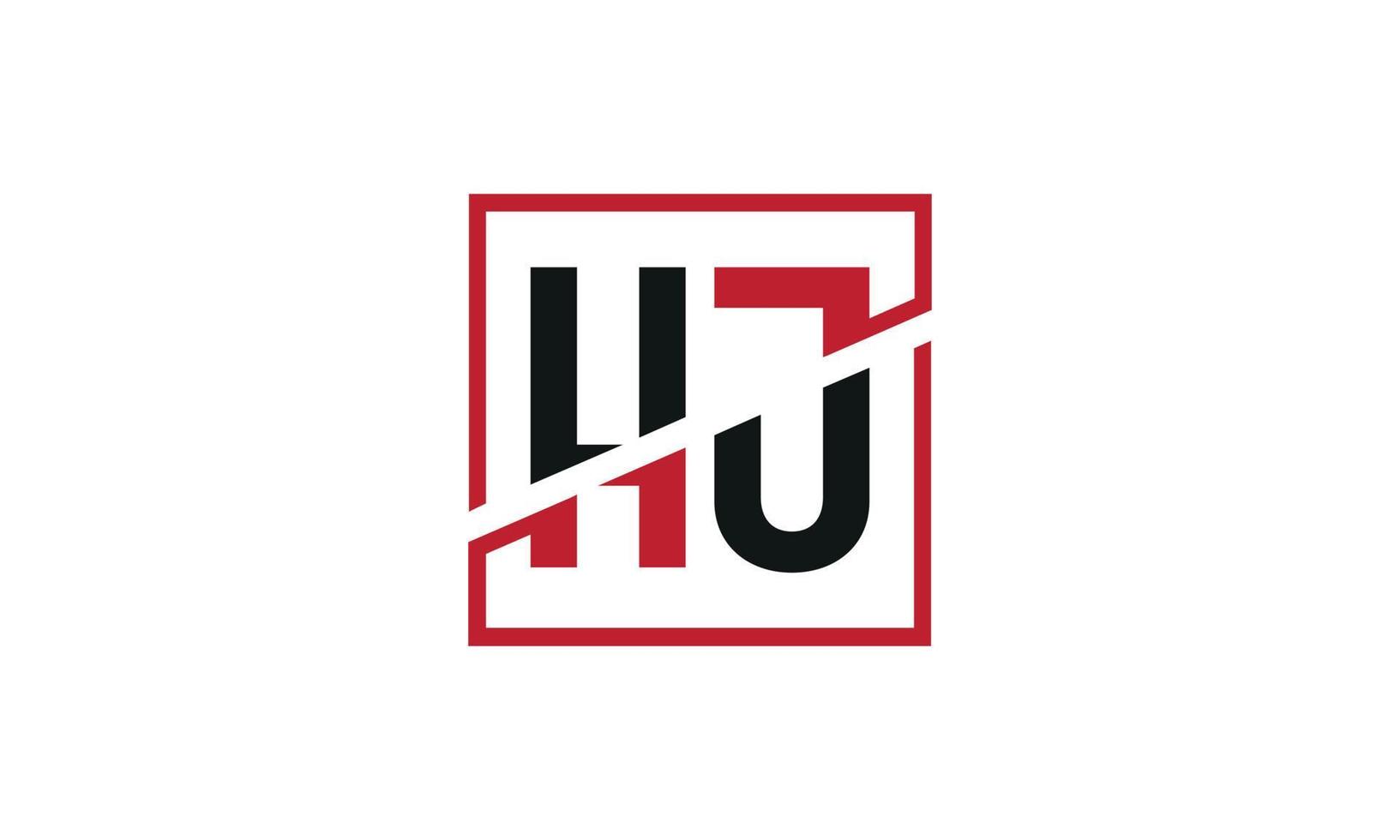 création de logo hj. conception initiale du monogramme du logo de la lettre hj en noir et rouge avec une forme carrée. vecteur professionnel