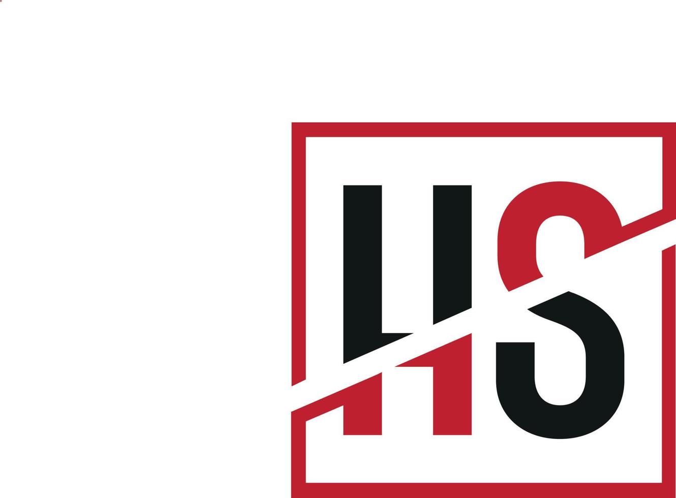création de logo hs. conception initiale du monogramme du logo de la lettre hs en noir et rouge avec une forme carrée. vecteur pro