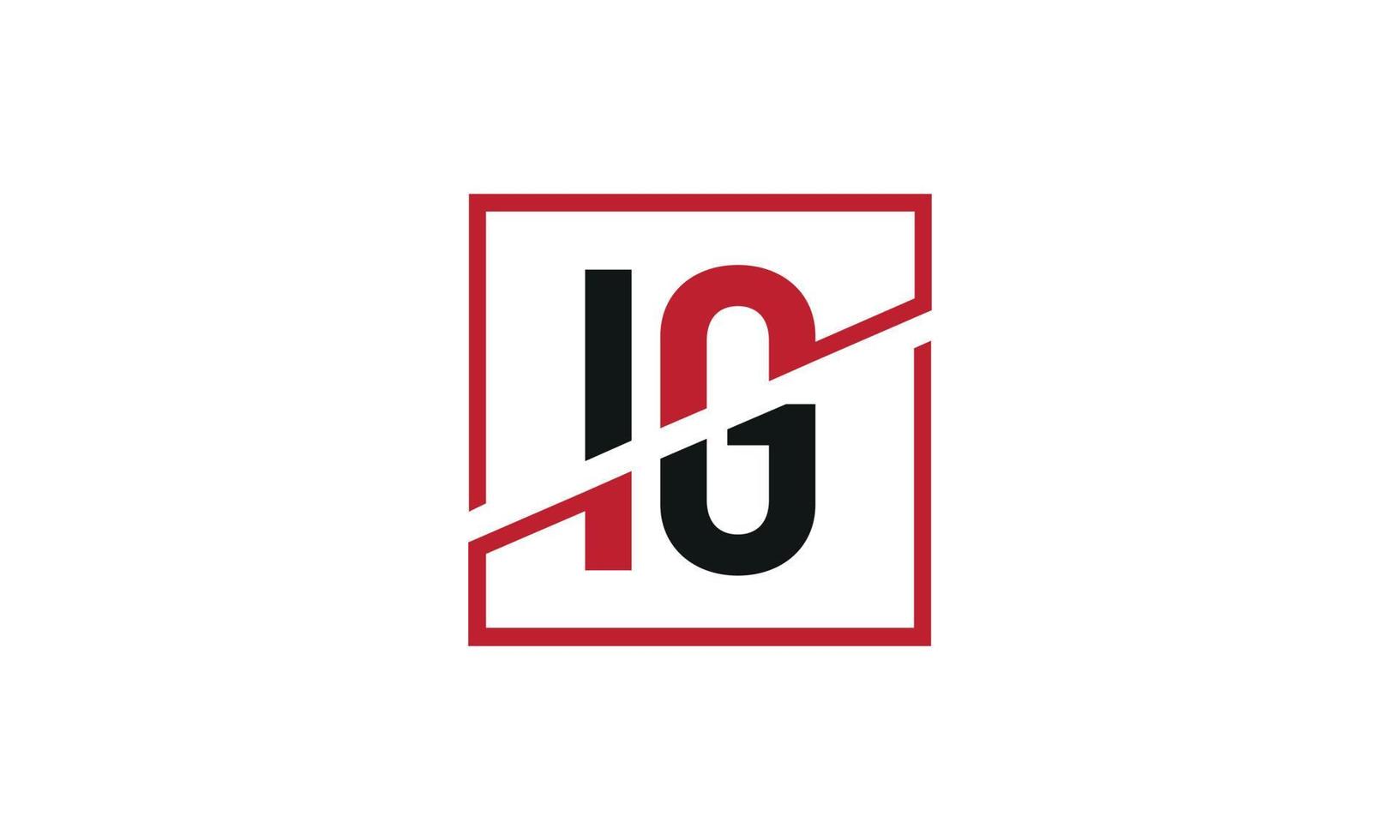 création de logo ig. conception initiale du monogramme du logo de la lettre ig en noir et rouge avec une forme carrée. vecteur professionnel