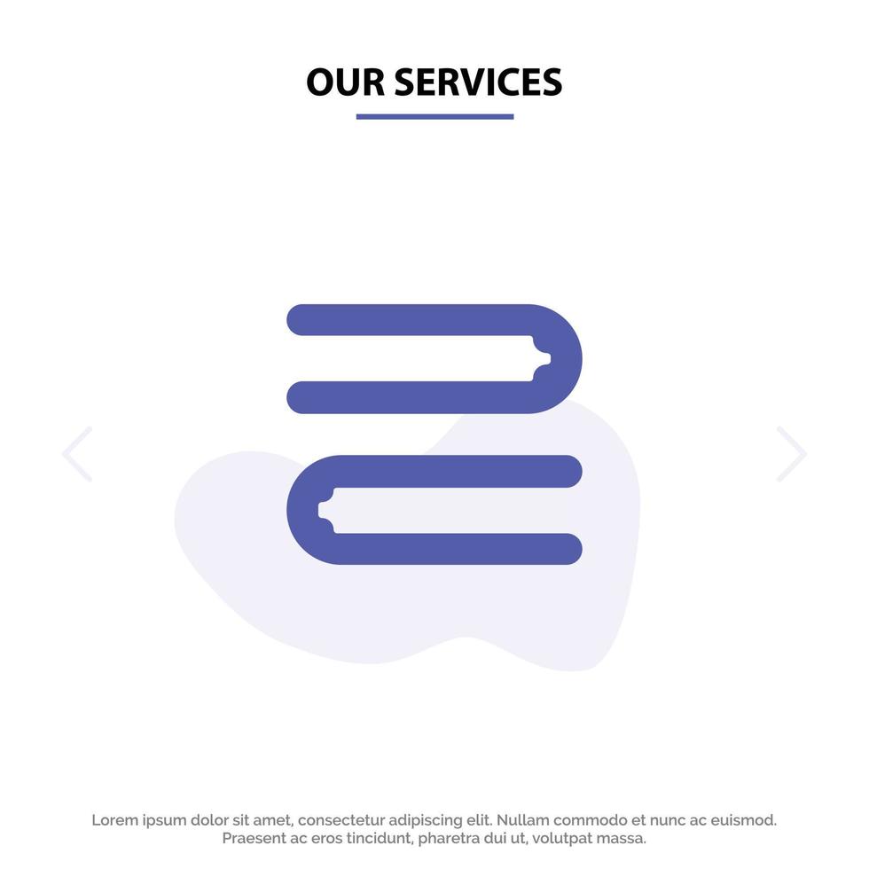 nos services propre serviette de nettoyage icône de glyphe solide modèle de carte web vecteur