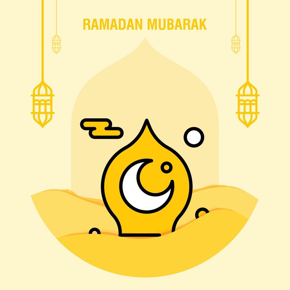 modèle de voeux ramadan kareem croissant islamique et illustration vectorielle de lanterne arabe vecteur