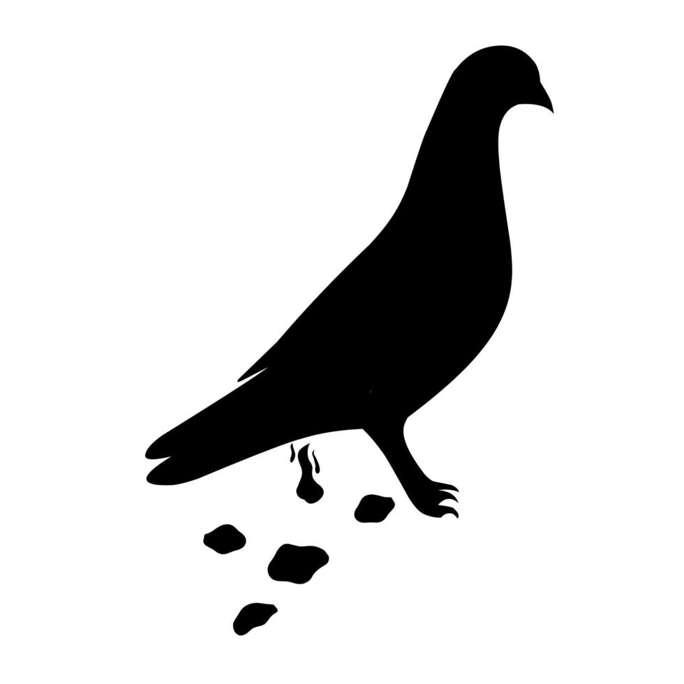 silhouette de fientes de pigeon. le concept de beaucoup de fientes de pigeon sur fond blanc. idéal pour les logos d'hygiène animale vecteur