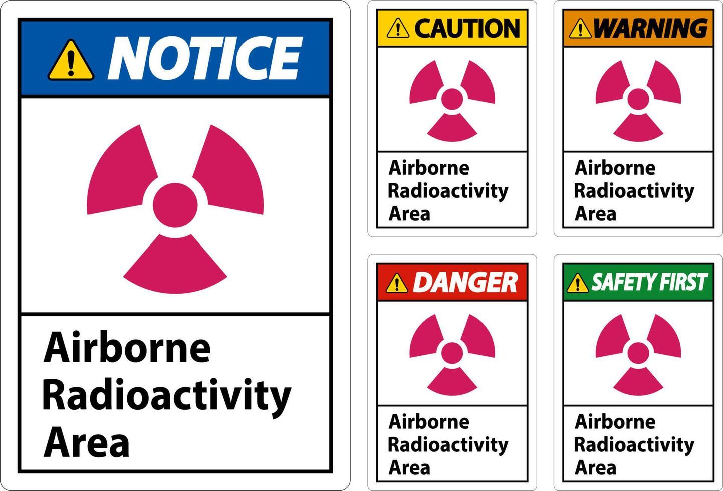 signe de symbole de zone de radioactivité aéroportée sur fond blanc vecteur