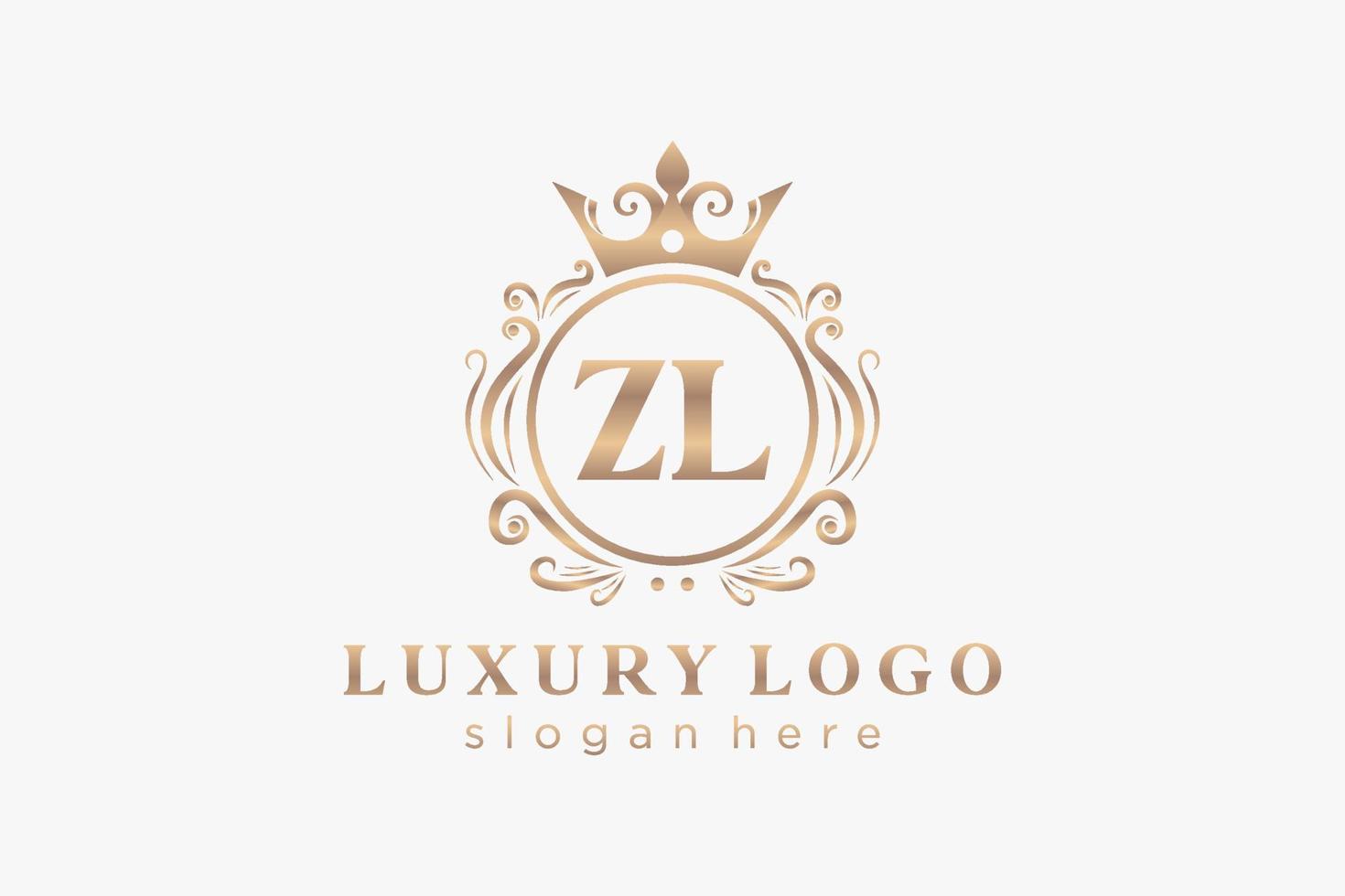 modèle initial de logo de luxe royal de lettre zl dans l'art vectoriel pour le restaurant, la royauté, la boutique, le café, l'hôtel, l'héraldique, les bijoux, la mode et d'autres illustrations vectorielles.