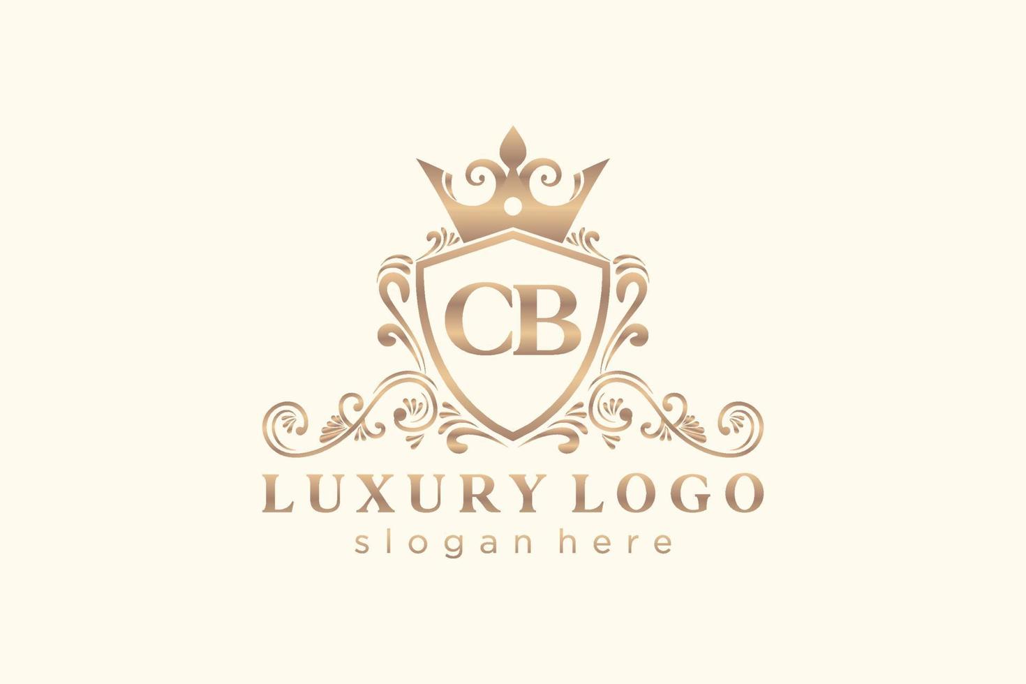 modèle de logo de luxe royal de lettre cb initiale dans l'art vectoriel pour le restaurant, la royauté, la boutique, le café, l'hôtel, l'héraldique, les bijoux, la mode et d'autres illustrations vectorielles.