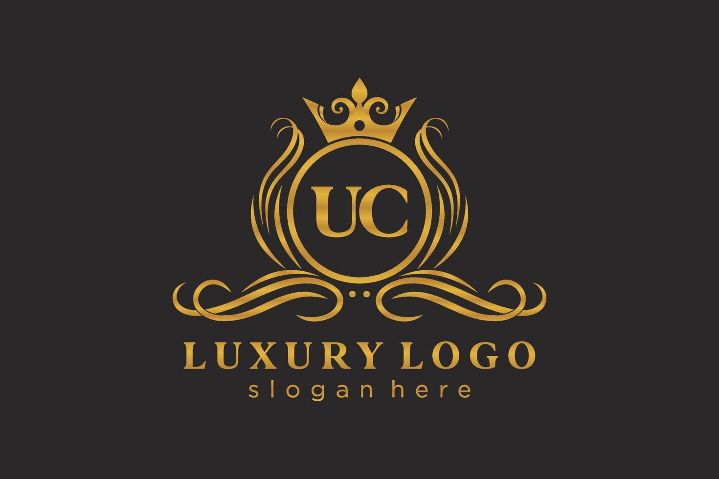 modèle initial de logo de luxe royal de lettre uc dans l'art vectoriel pour le restaurant, la royauté, la boutique, le café, l'hôtel, l'héraldique, les bijoux, la mode et d'autres illustrations vectorielles.