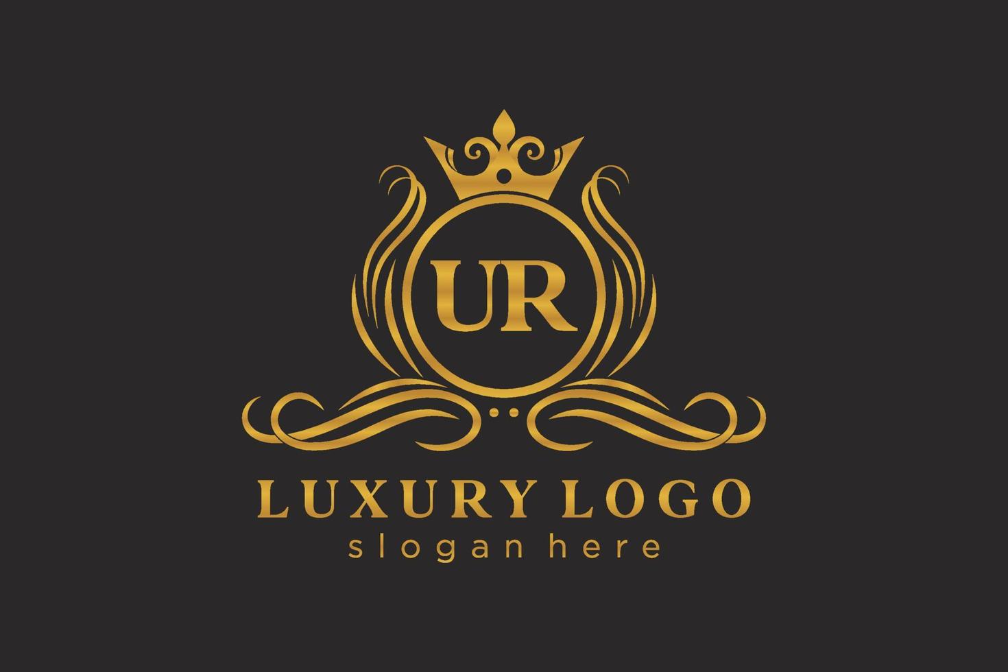 modèle initial de logo de luxe royal de lettre ur dans l'art vectoriel pour le restaurant, la royauté, la boutique, le café, l'hôtel, l'héraldique, les bijoux, la mode et d'autres illustrations vectorielles.