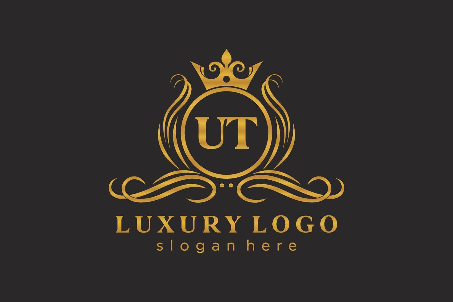 modèle initial de logo de luxe royal de lettre ut dans l'art vectoriel pour le restaurant, la royauté, la boutique, le café, l'hôtel, l'héraldique, les bijoux, la mode et d'autres illustrations vectorielles.