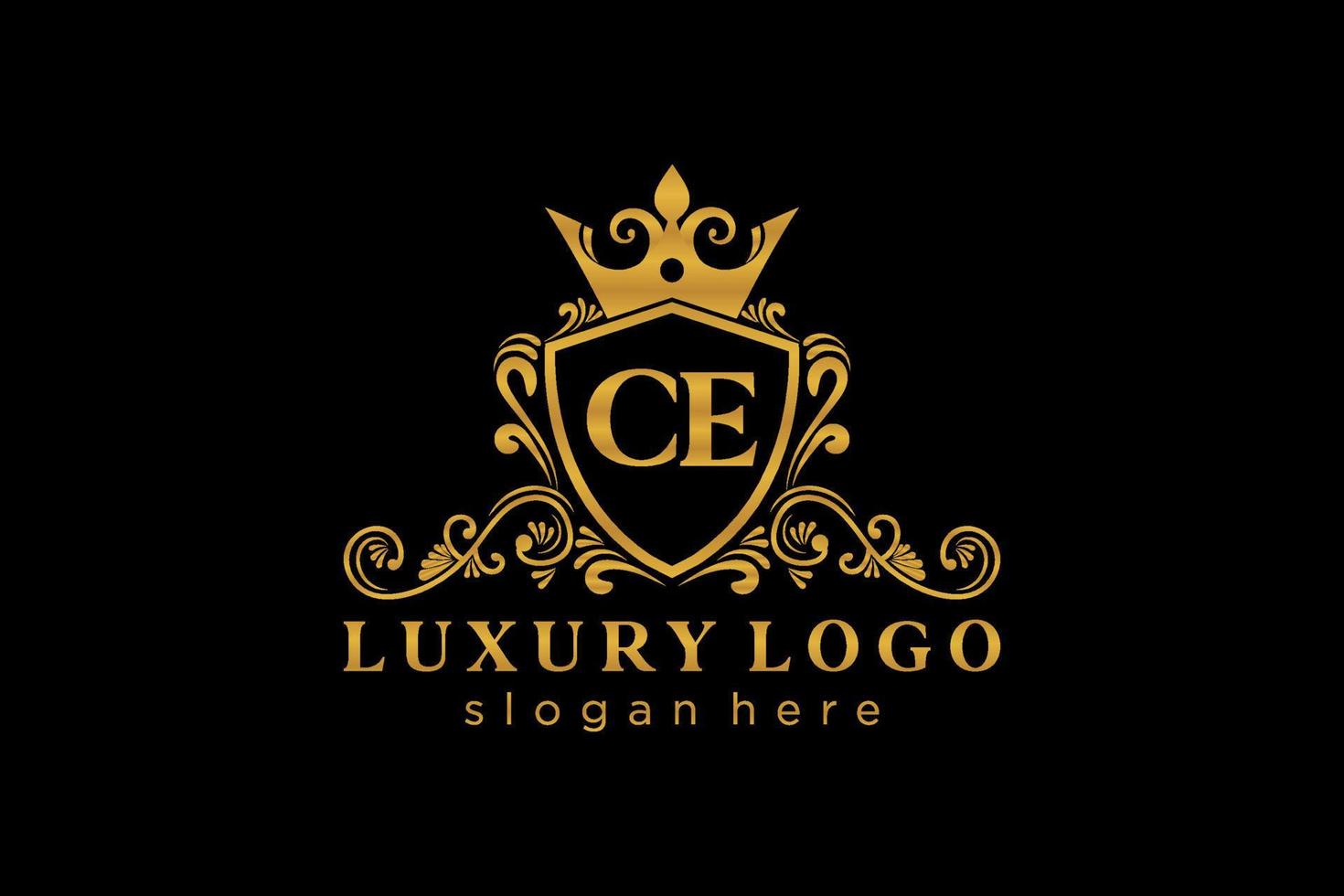 modèle de logo de luxe royal de lettre ce initiale dans l'art vectoriel pour le restaurant, la royauté, la boutique, le café, l'hôtel, l'héraldique, les bijoux, la mode et d'autres illustrations vectorielles.