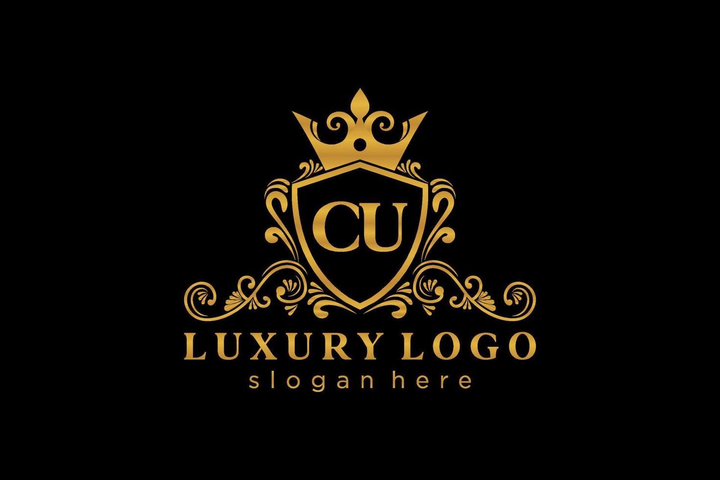 modèle de logo de luxe royal de lettre cu initiale dans l'art vectoriel pour le restaurant, la royauté, la boutique, le café, l'hôtel, l'héraldique, les bijoux, la mode et d'autres illustrations vectorielles.