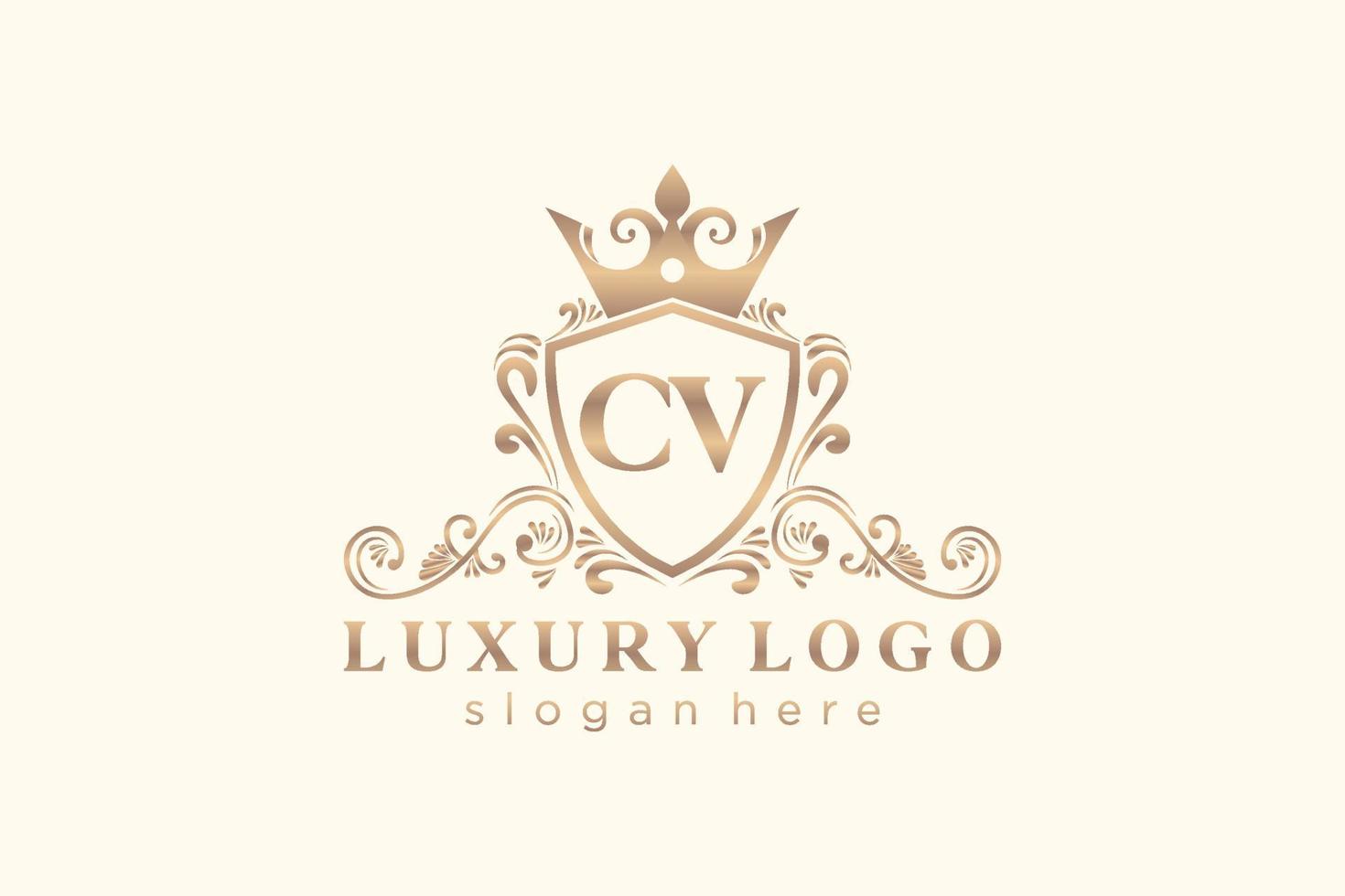 modèle de logo de luxe royal de lettre cv initiale dans l'art vectoriel pour le restaurant, la royauté, la boutique, le café, l'hôtel, l'héraldique, les bijoux, la mode et d'autres illustrations vectorielles.