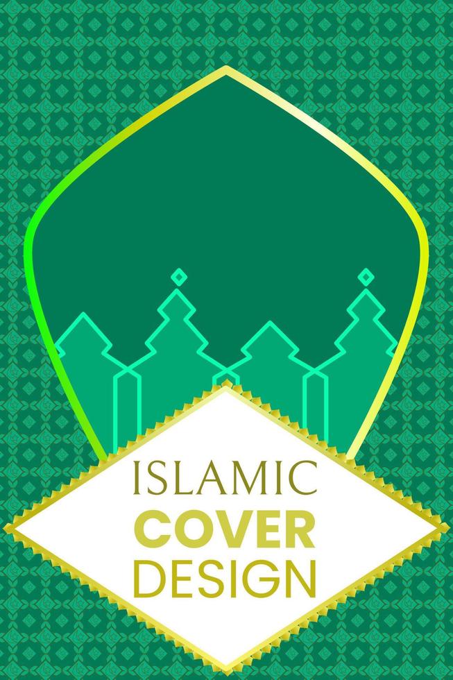 art vectoriel de couverture de livre islamique, vert et or coloré, fichier modifiable