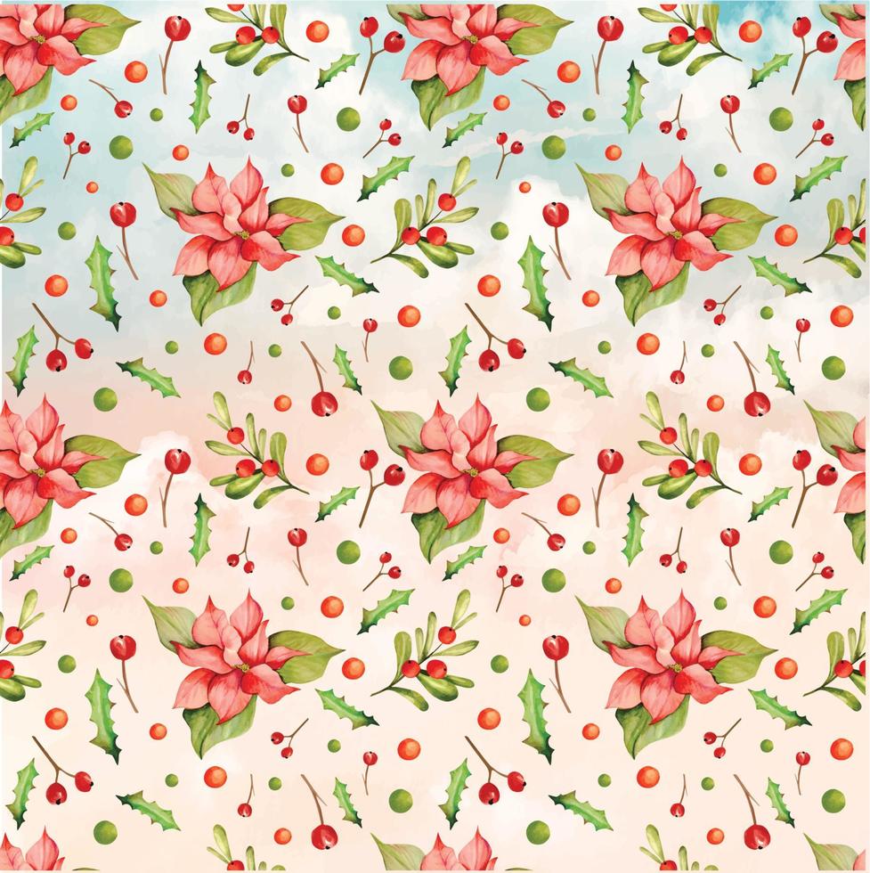 joyeux motif floral harmonieux pour un design sur le thème de noël vecteur