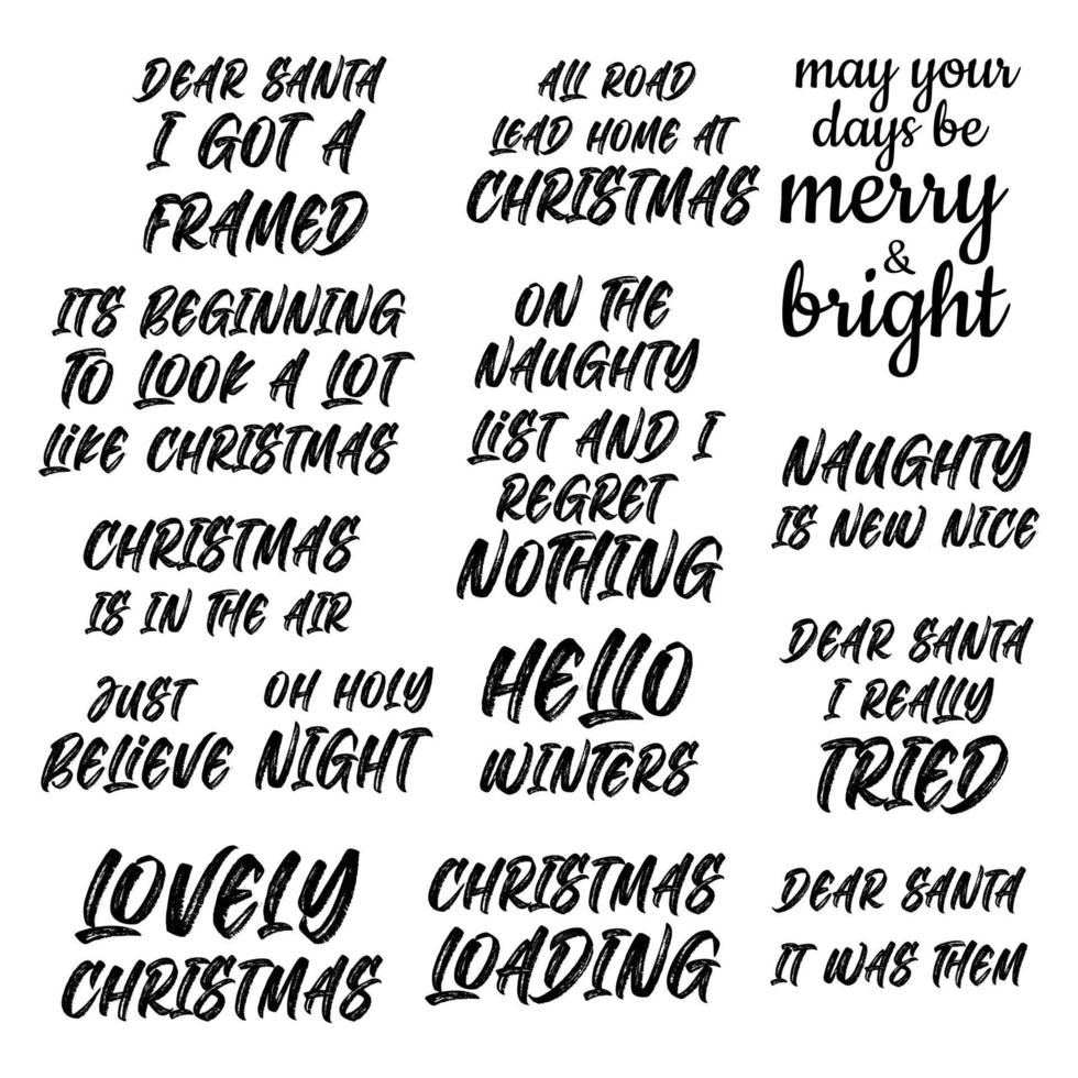 ensemble de citations de noël énonciations et phrase typographie écriture bundle collection vecteur