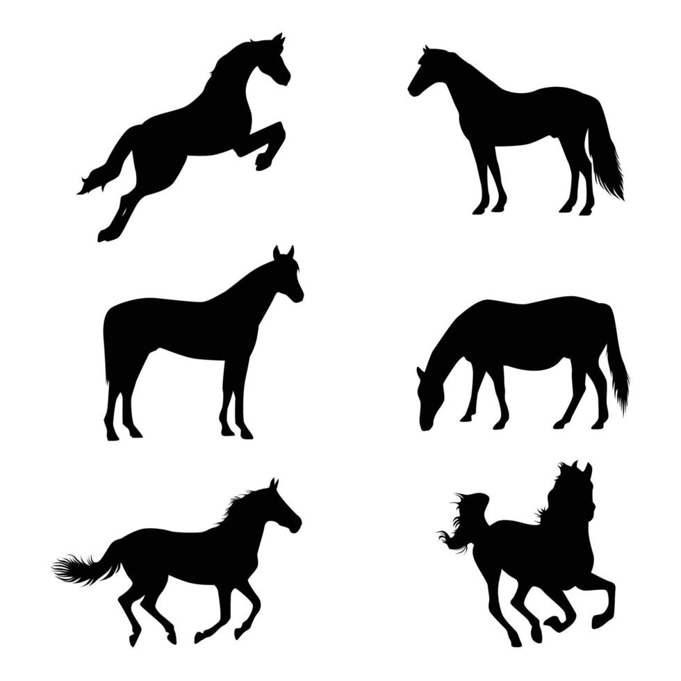 collection de silhouettes noires de cheval. illustration vectorielle vecteur