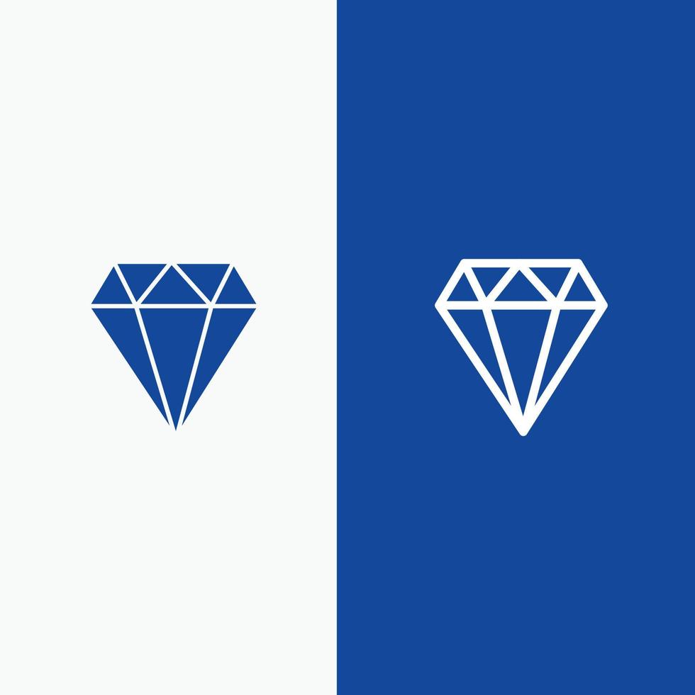 diamant bijou bijoux gam ligne et glyphe solide icône bannière bleue ligne et glyphe solide icône bleu banne vecteur