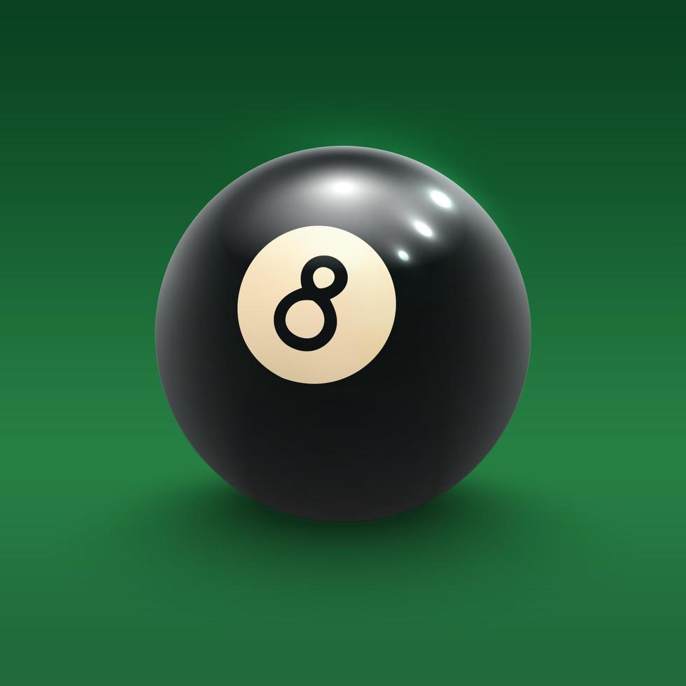 huit balle de billard sur une table de billard verte affiche 3d vecteur