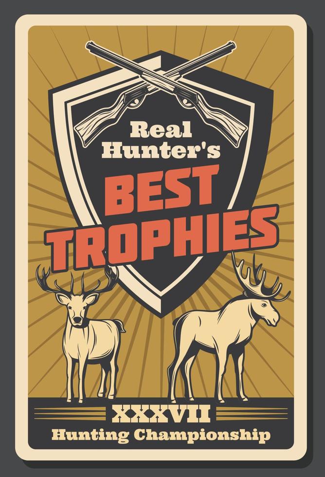 affiche rétro de vecteur pour le trophée de chasseur