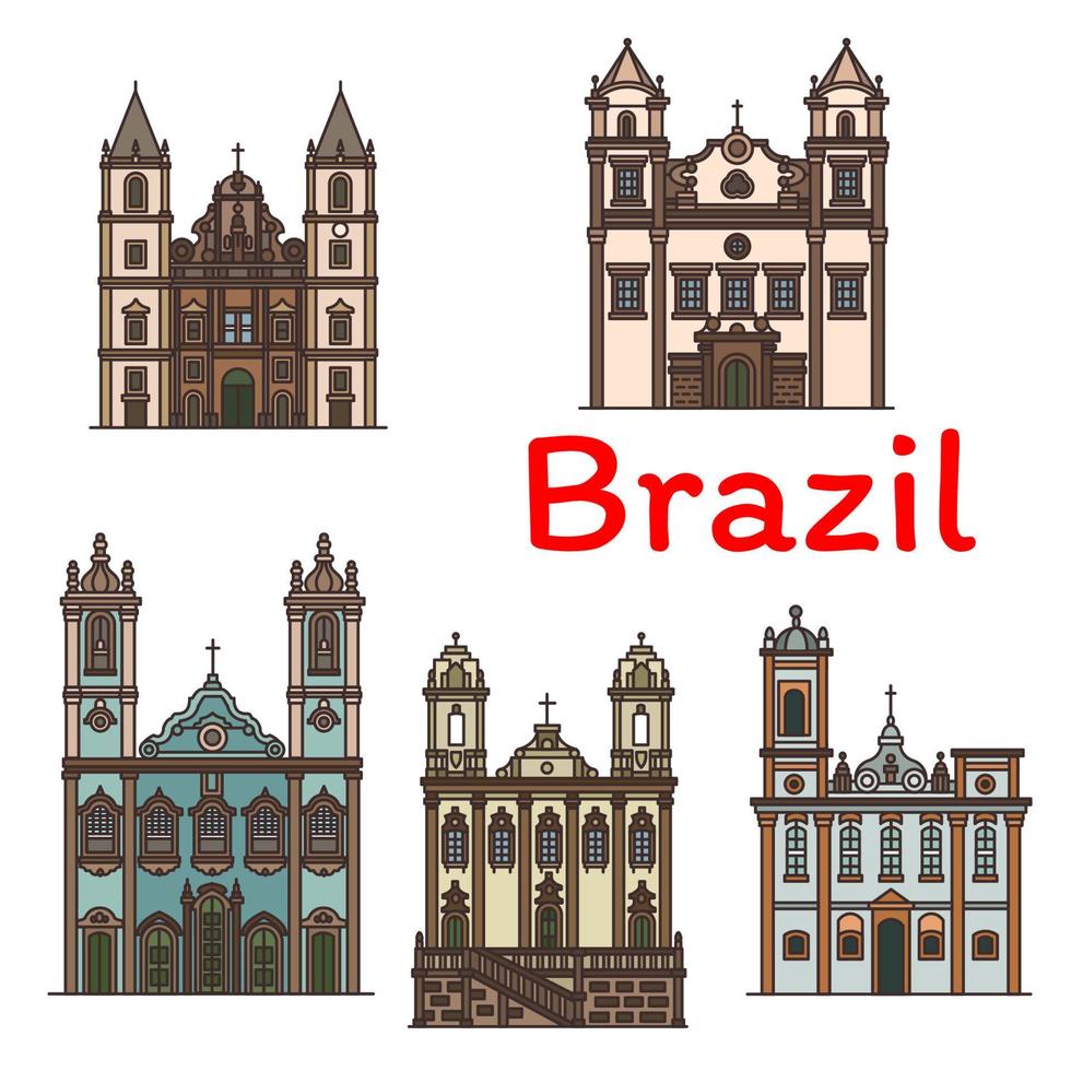 icône linéaire de point de repère de voyage architecture brésilienne vecteur