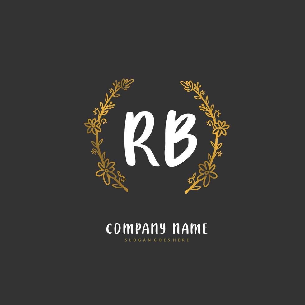 rb écriture initiale et création de logo de signature avec cercle. beau design logo manuscrit pour la mode, l'équipe, le mariage, le logo de luxe. vecteur