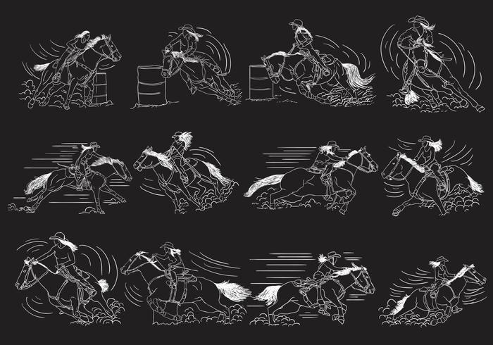 Ensemble d'illustration de course de baril vecteur