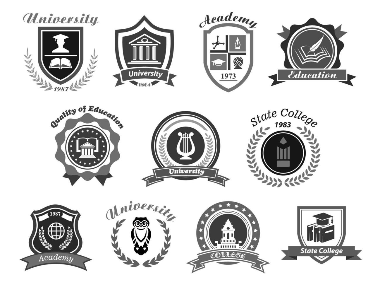 icônes vectorielles définies pour le collège ou l'université d'état vecteur