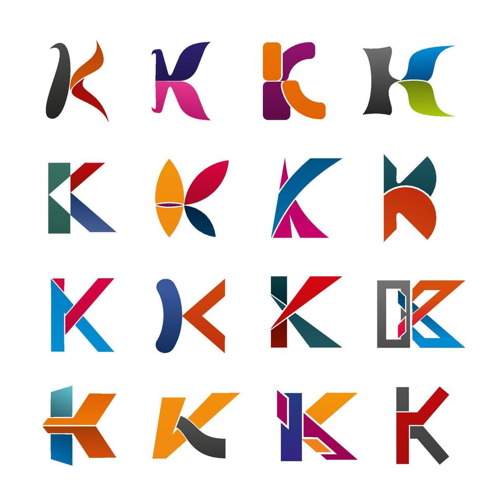 lettre k icône de la conception de polices alphabet abstrait vecteur
