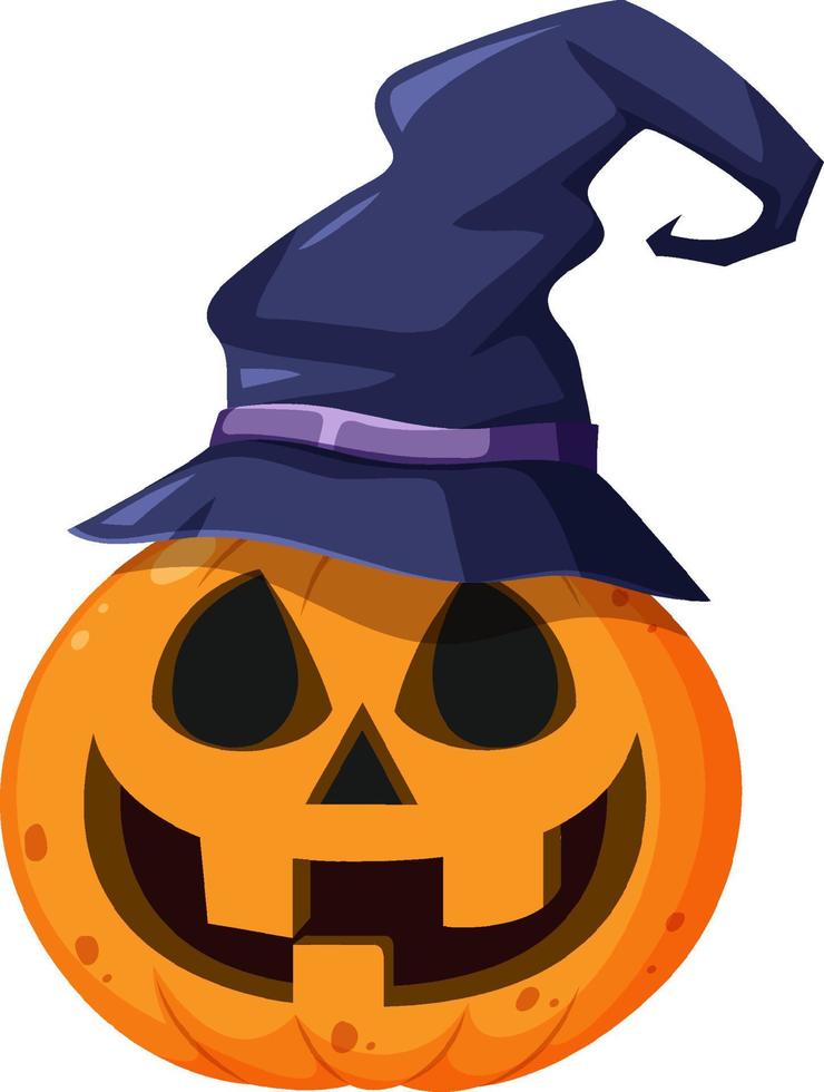 citrouille d'halloween portant un chapeau de sorcière vecteur