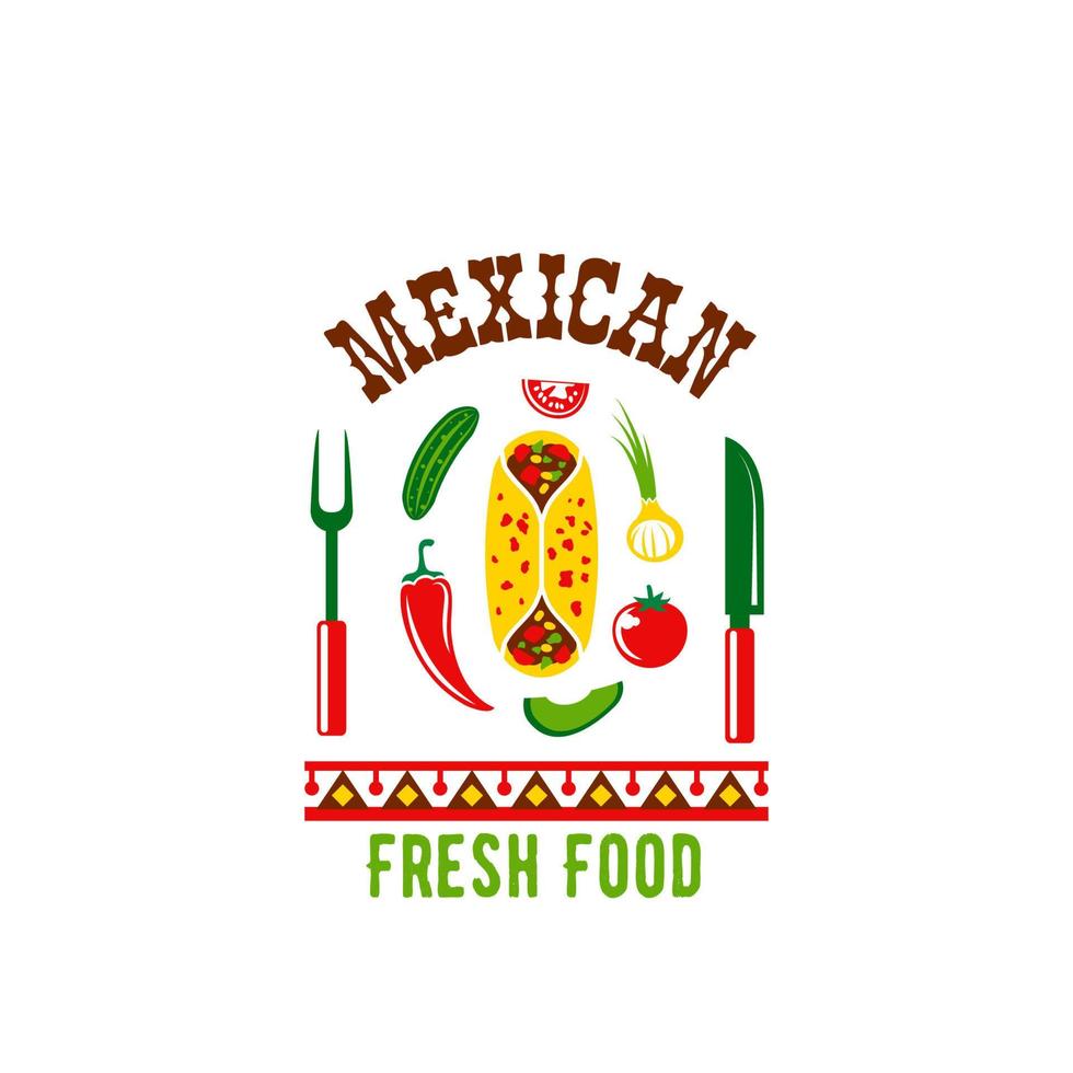 vecteur, cuisine mexicaine, restaurant, café, menu, icône vecteur
